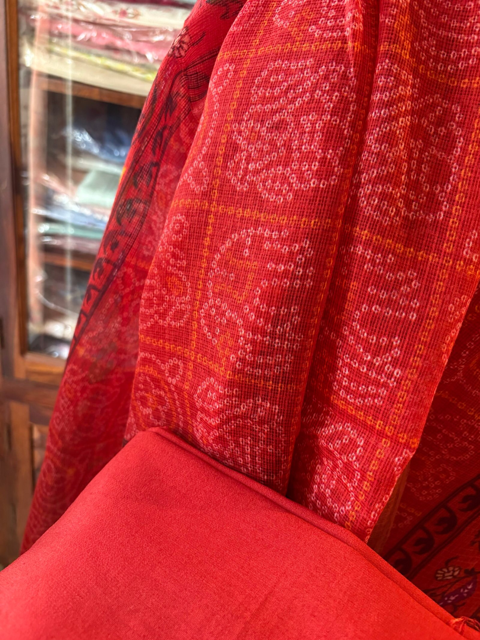 Pure Cotton Kota by Kota Patola-Bandhej inspired Salwars by Ikhtirah (Red) - Image 3