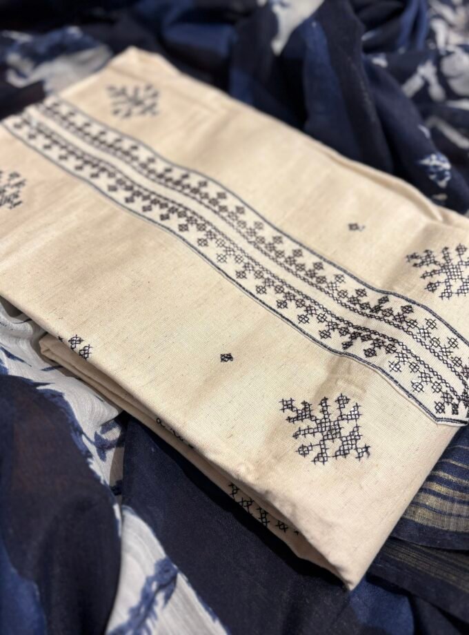 Khadi Cotton Set with Pure Chanderi Silk Dupatta by Ikhtirah