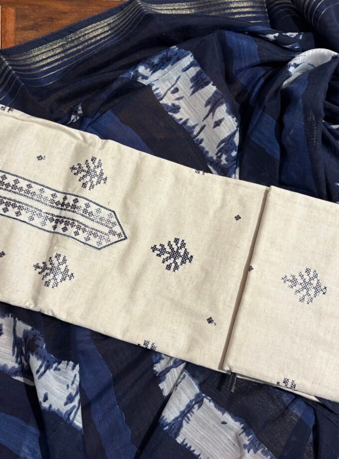 Khadi Cotton Set with Pure Chanderi Silk Dupatta by Ikhtirah