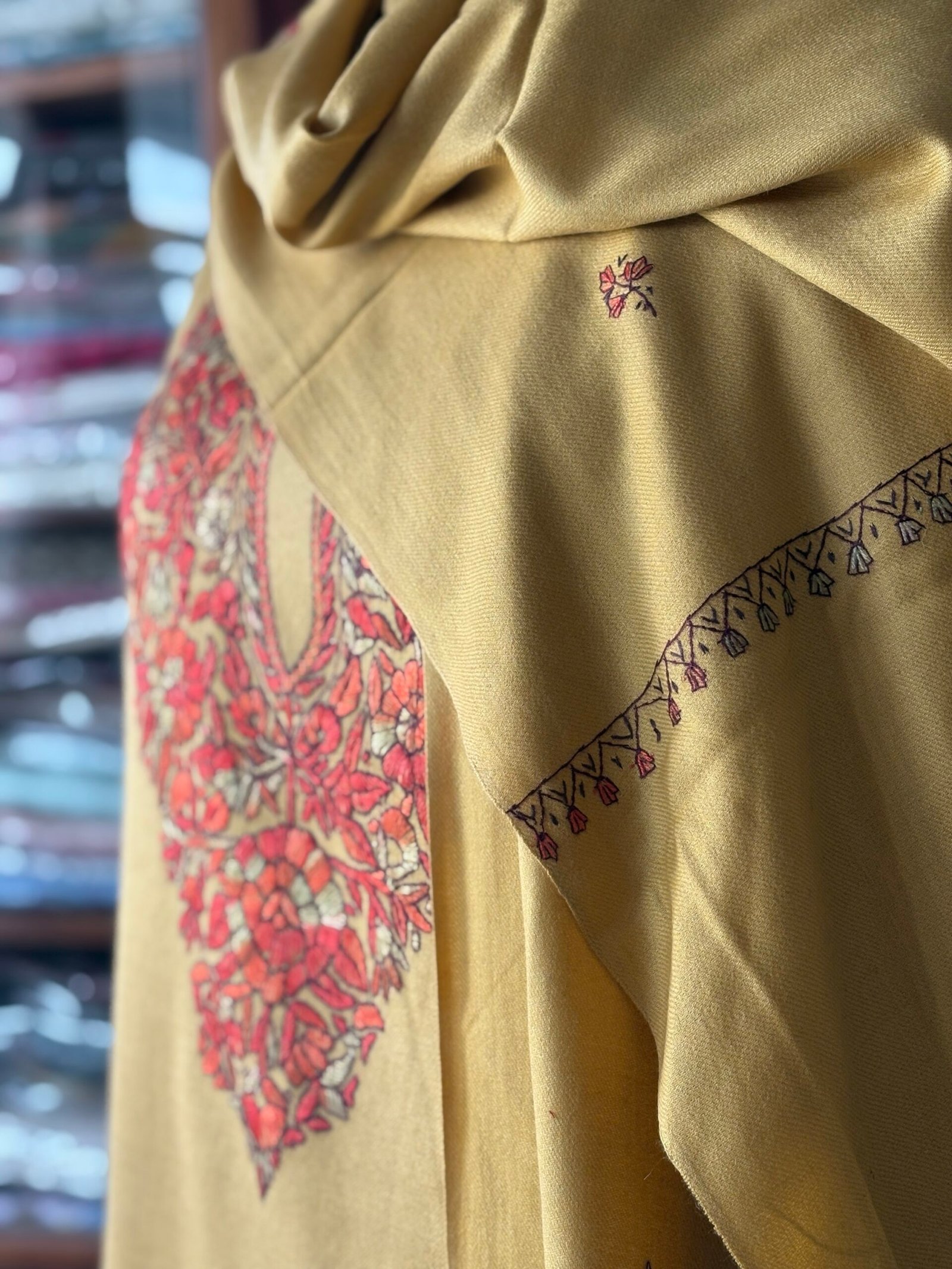 Fine 120 Count Woollen Pashmina Hand Embroidered 5Mtrs Salwars by Ikhtirah - Image 2