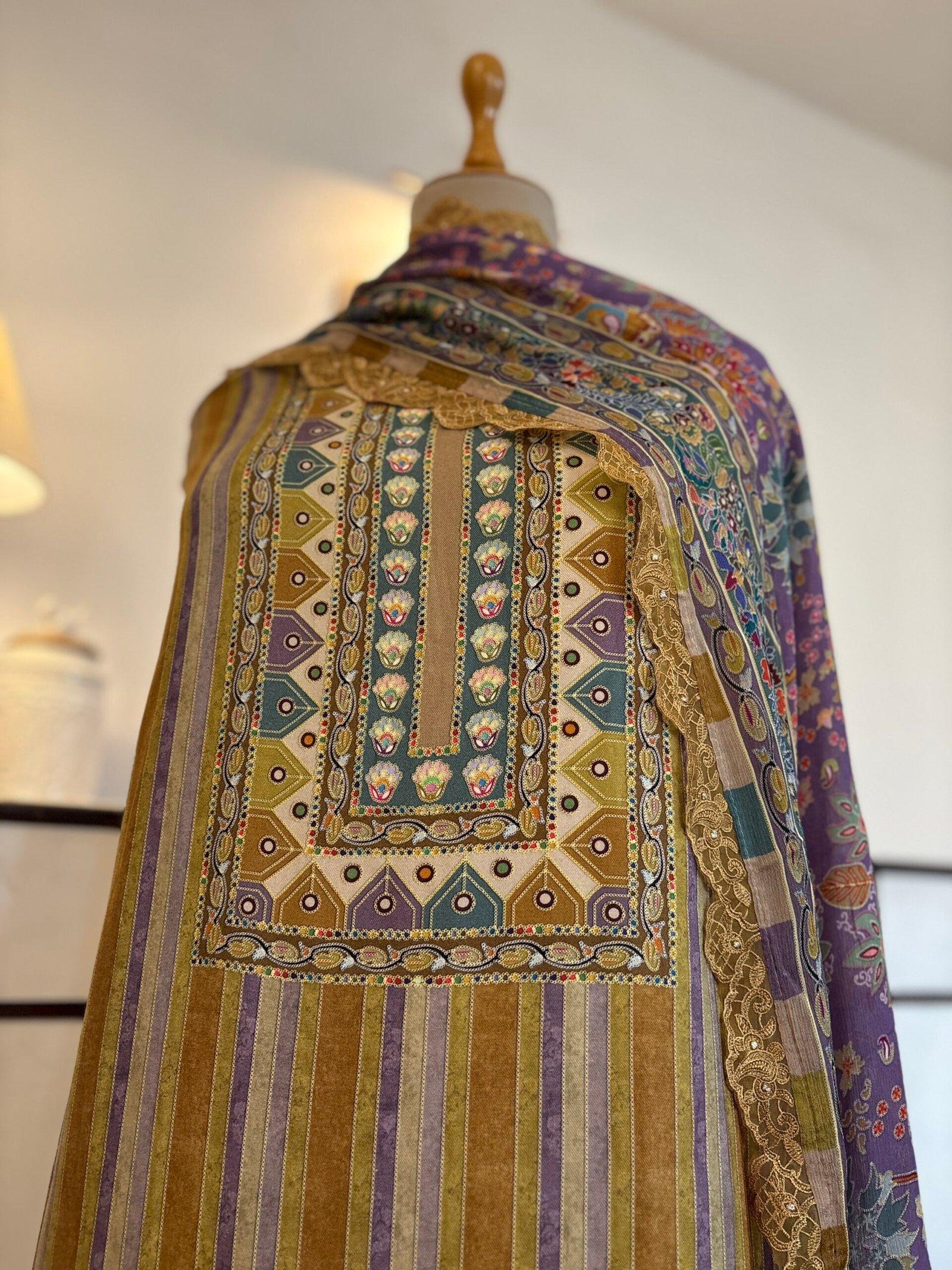 Unstitched printed viscose pashmina Shalwars with Pure Chinnon Dupatta by Ikhtirah h - Image 8