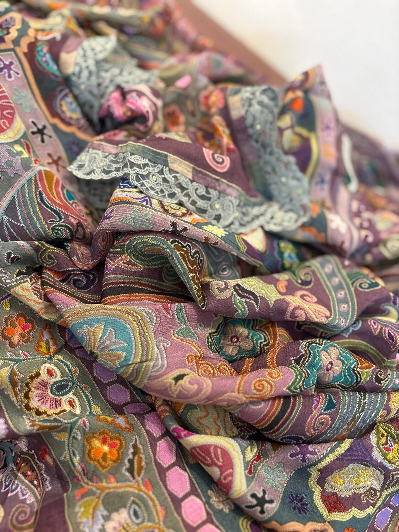 Unstitched printed viscose pashmina Shalwars with Pure Chinnon Dupatta by Ikhtirah - Image 6