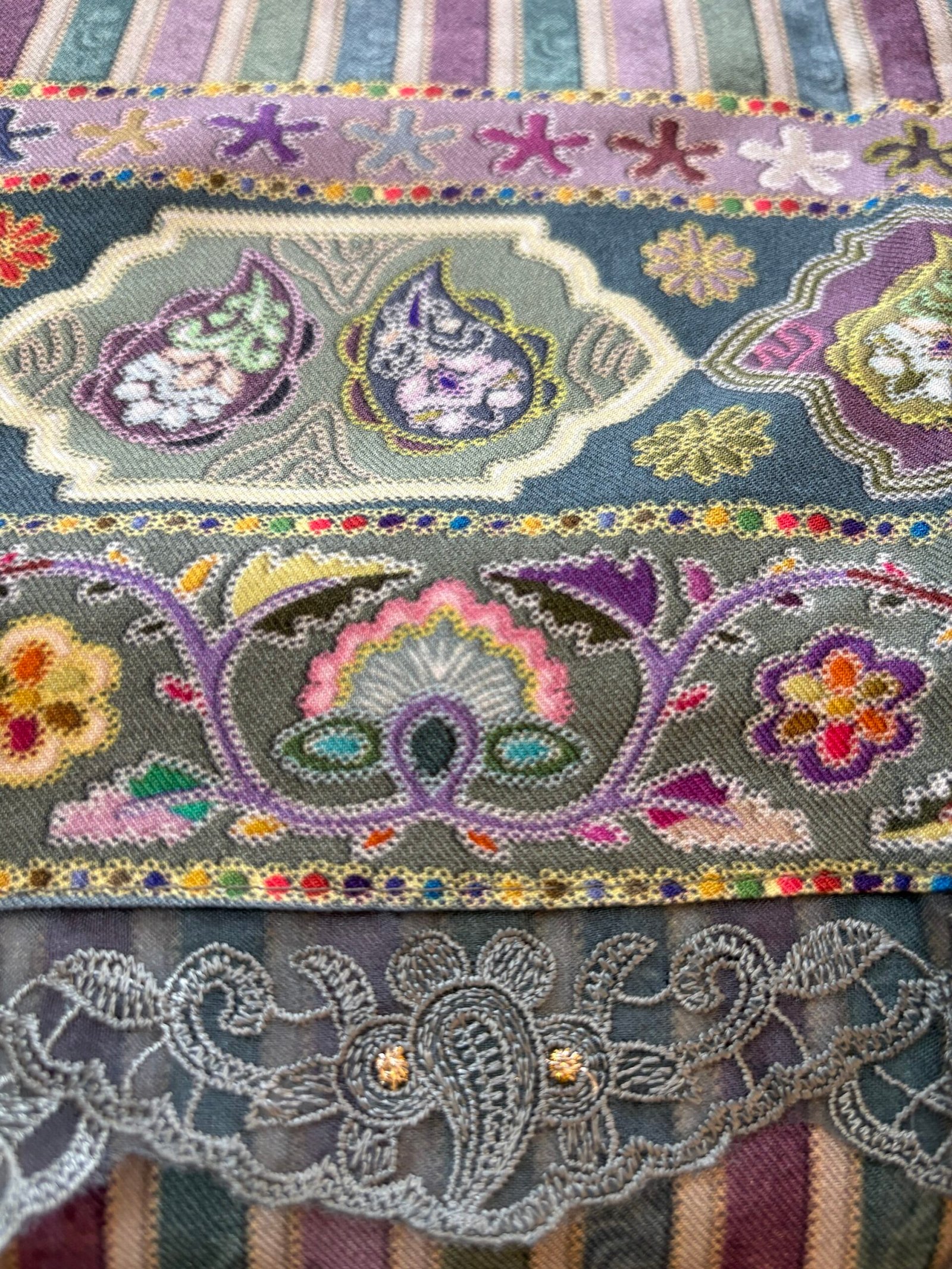 Unstitched printed viscose pashmina Shalwars with Pure Chinnon Dupatta by Ikhtirah - Image 3