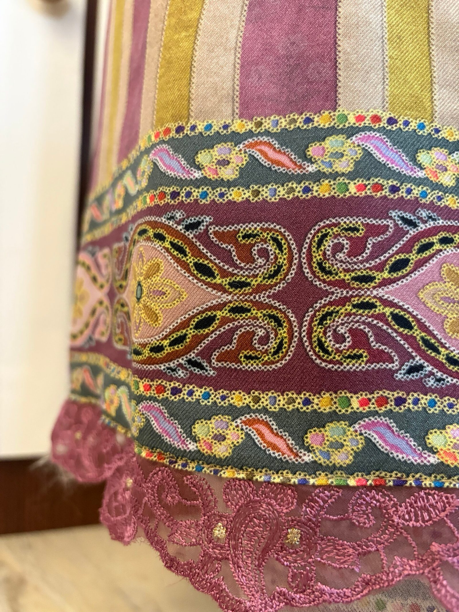 Unstitched printed viscose pashmina Shalwars with Pure Chinnon Dupatta by Ikhtirah - Image 6