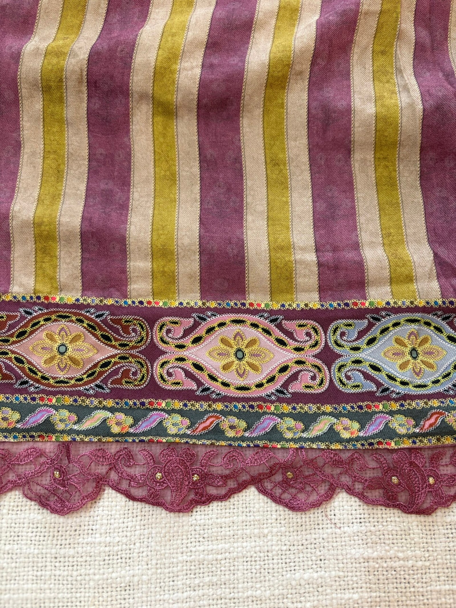 Unstitched printed viscose pashmina Shalwars with Pure Chinnon Dupatta by Ikhtirah - Image 4