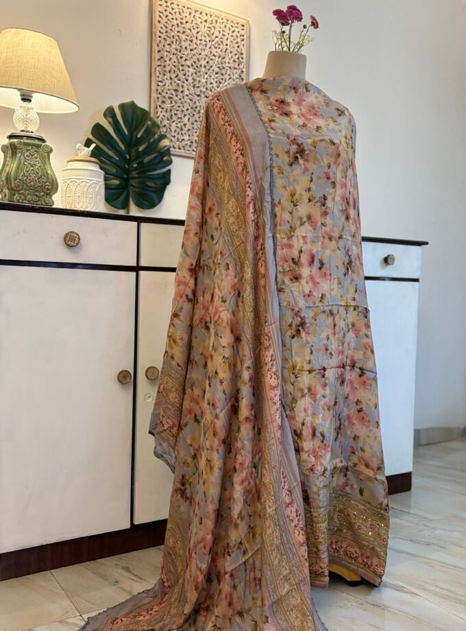 Handworked Floral Muslin Salwars by Ikhtirah