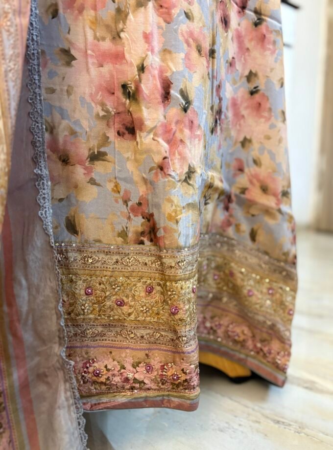 Handworked Floral Muslin Salwars by Ikhtirah