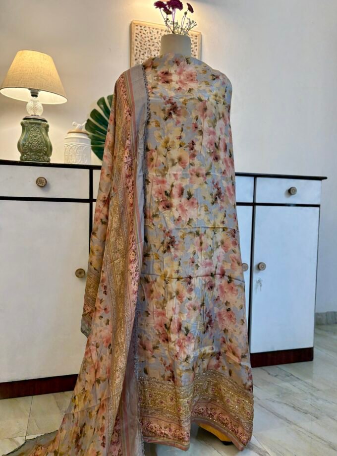 Handworked Floral Muslin Salwars by Ikhtirah