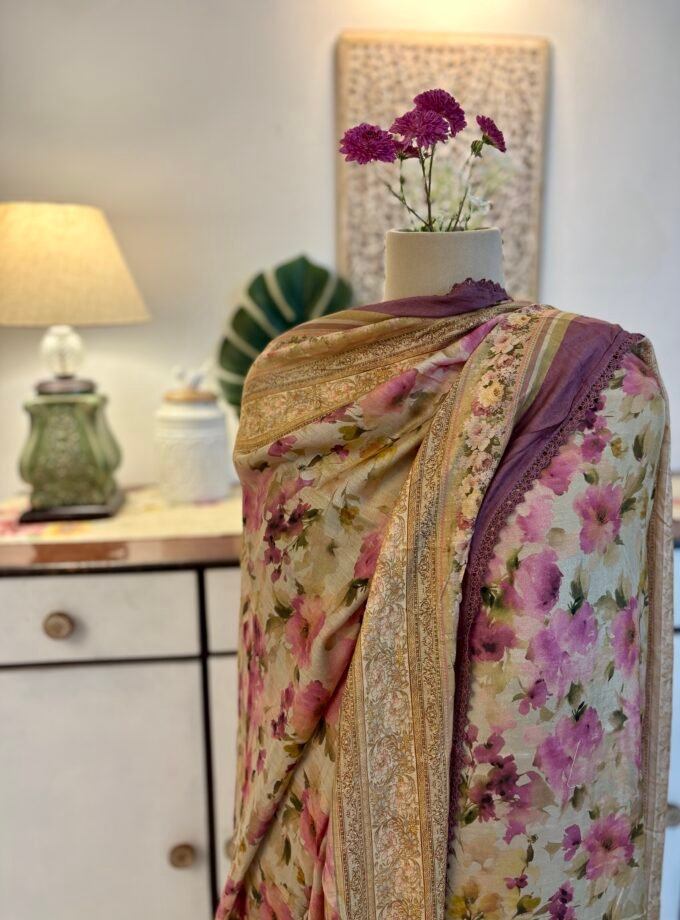 Handworked Floral Muslin Salwars by Ikhtirah