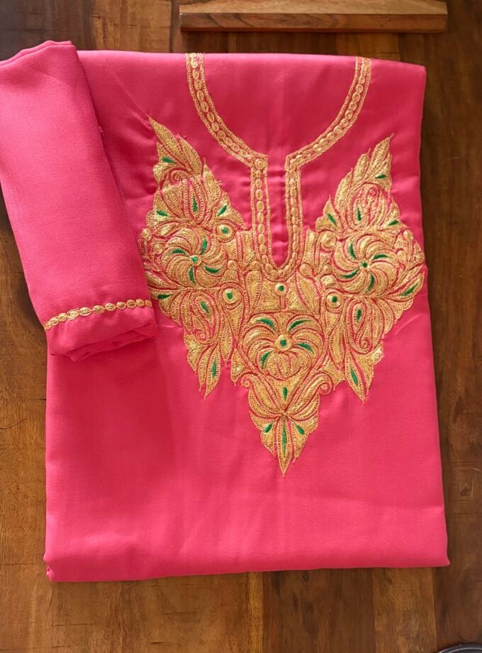 Pure Woollen Tilla Embroidered 5Mtrs Salwars with Stole by Ikhtirah