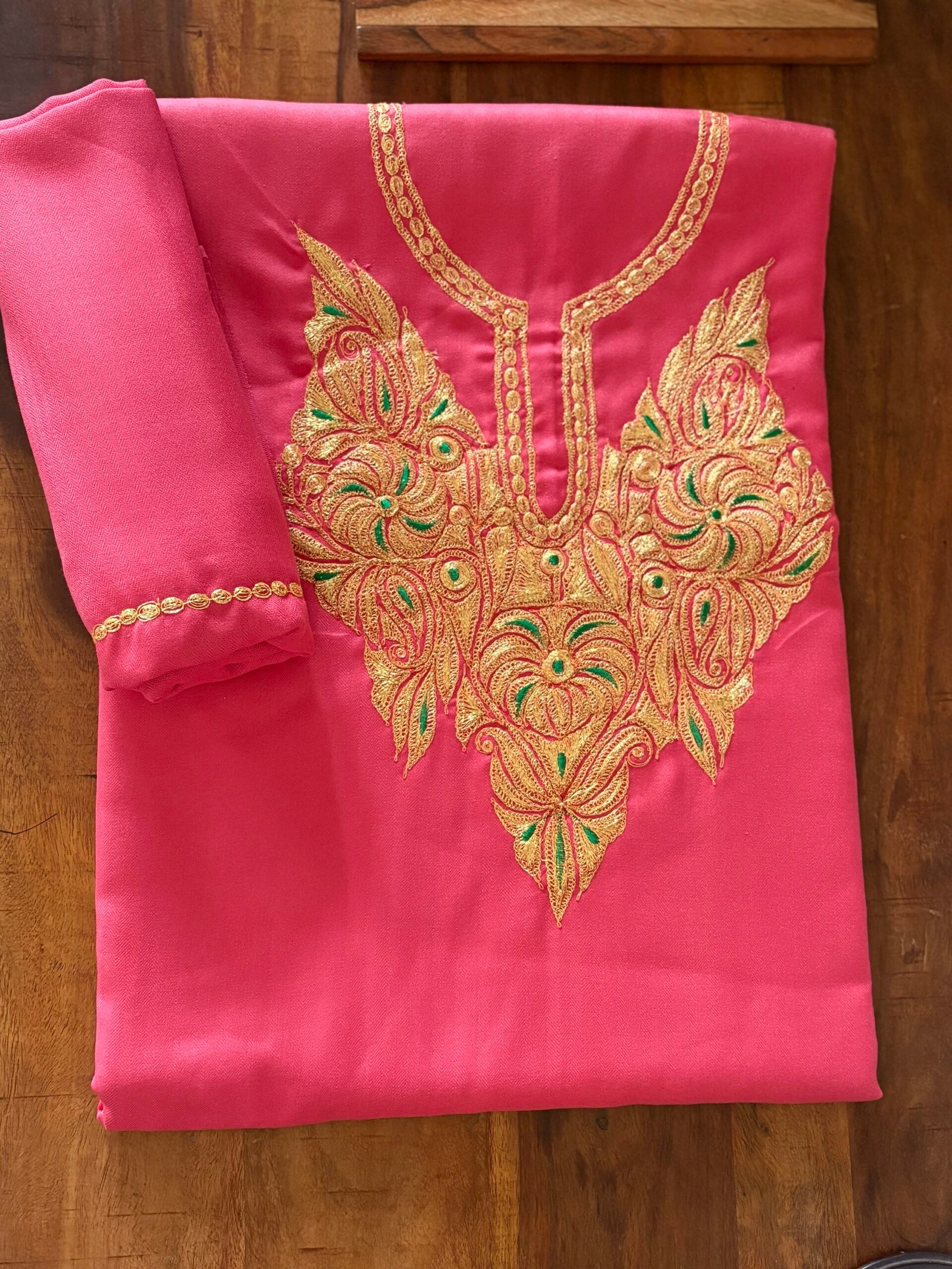 Pure Woollen Tilla Embroidered 5Mtrs Salwars with Stole by Ikhtirah