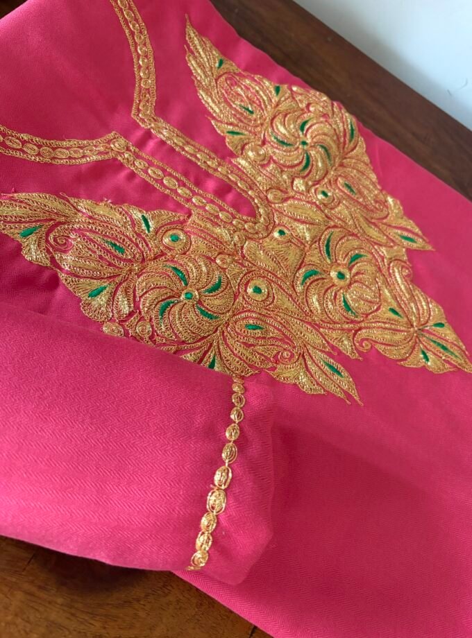 Pure Woollen Tilla Embroidered 5Mtrs Salwars with Stole by Ikhtirah