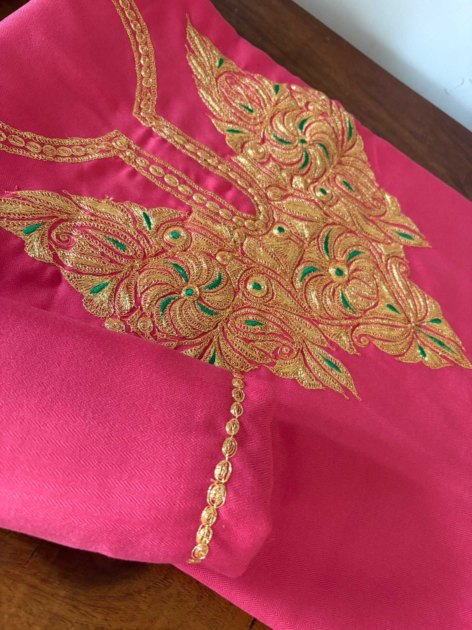 Pure Woollen Tilla Embroidered 5Mtrs Salwars with Stole by Ikhtirah - Image 2