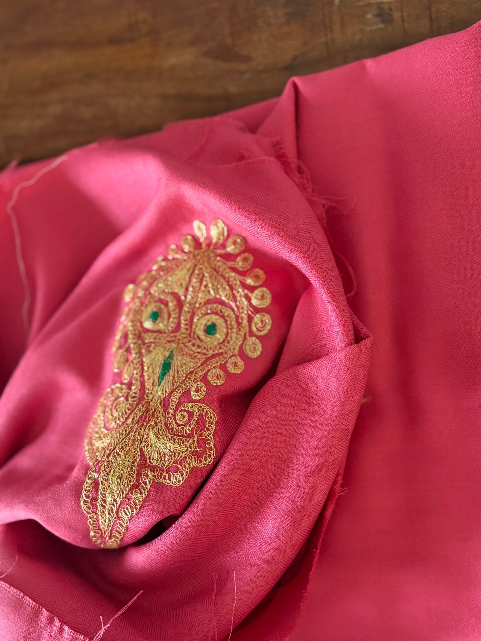 Pure Woollen Tilla Embroidered 5Mtrs Salwars with Stole by Ikhtirah - Image 3