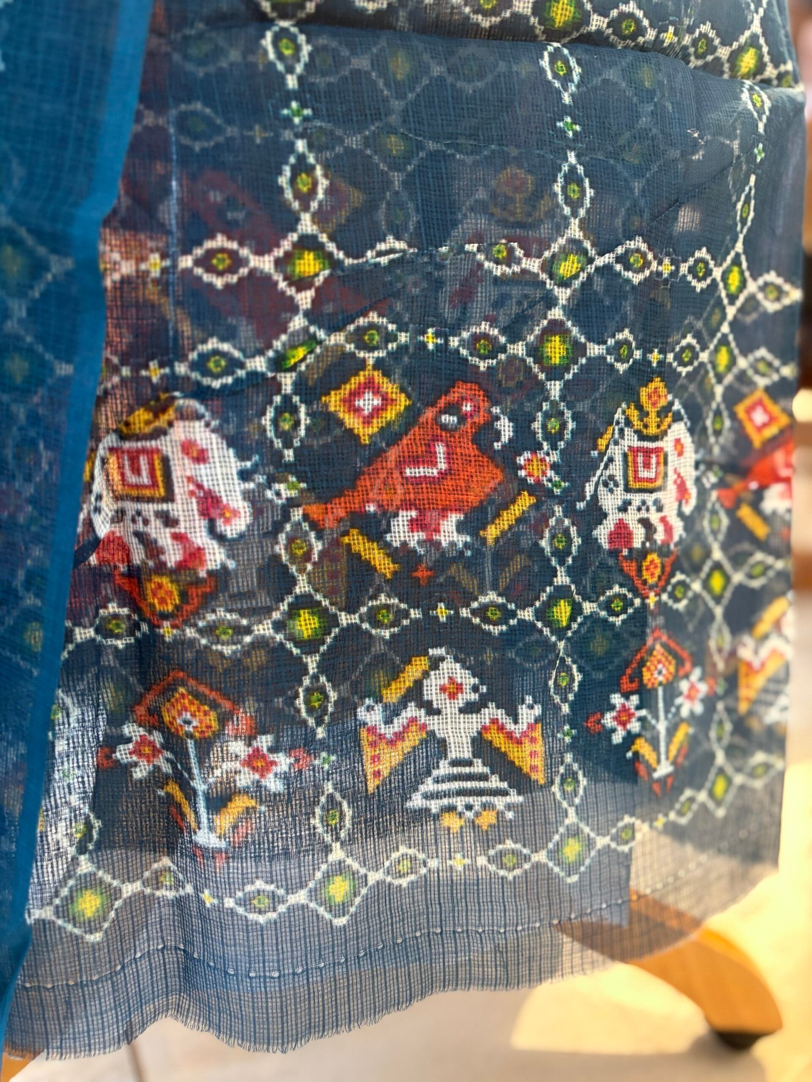 Pure Cotton Kota by Kota Patola-Bandhej inspired Salwars by Ikhtirah (Teal) - Image 3