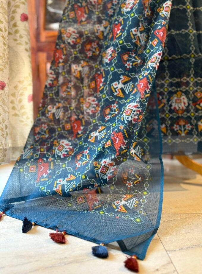 Pure Cotton Kota by Kota Patola-Bandhej inspired Salwars by Ikhtirah (Teal)