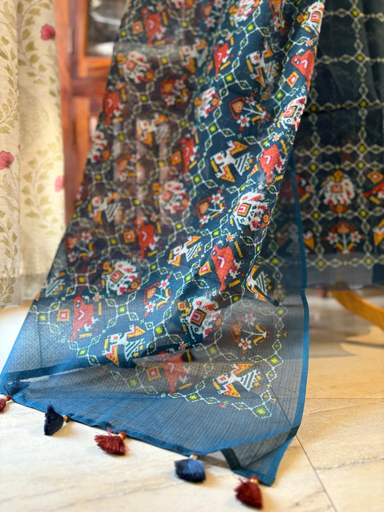 Pure Cotton Kota by Kota Patola-Bandhej inspired Salwars by Ikhtirah (Teal) - Image 6