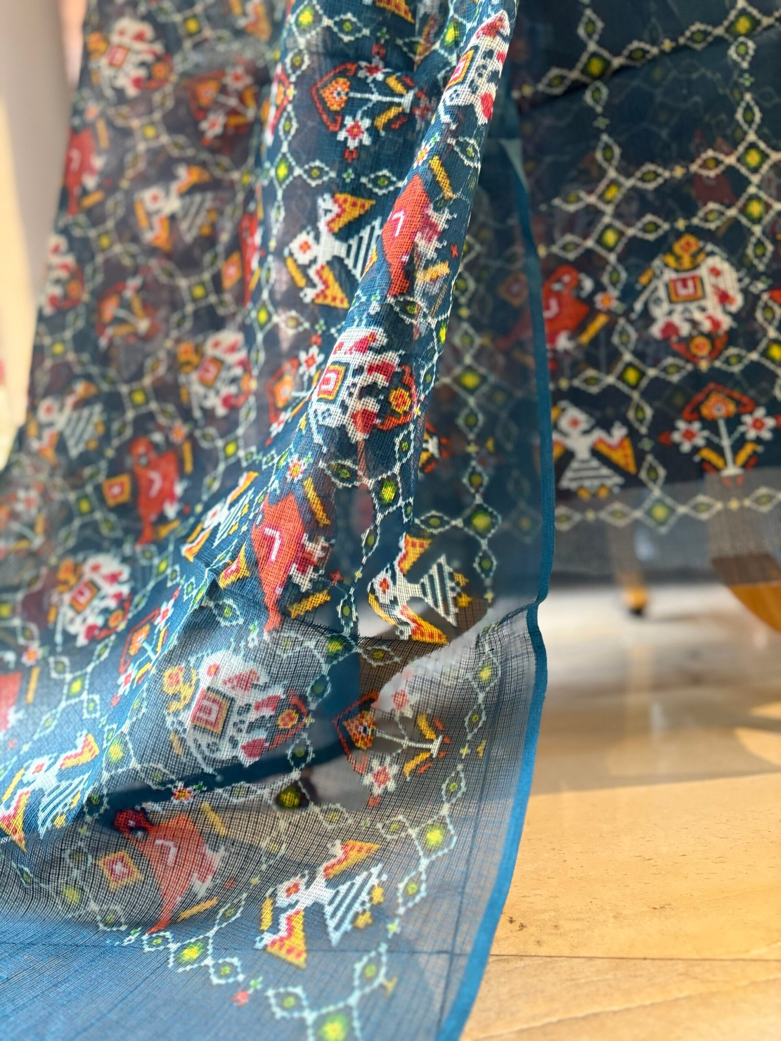 Pure Cotton Kota by Kota Patola-Bandhej inspired Salwars by Ikhtirah (Teal) - Image 4