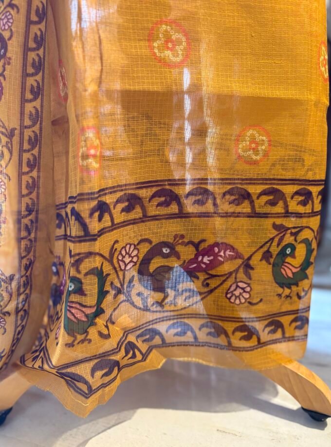 Pure Cotton Kota by Kota Patola-Bandhej inspired Salwars by Ikhtirah (Mustard)