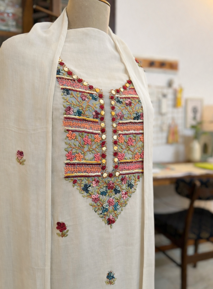 HandKnot Embroidered Gorgette Salwars by Ikhtirah