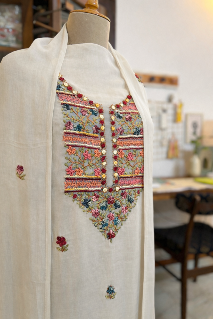 HandKnot Embroidered Gorgette Salwars by Ikhtirah