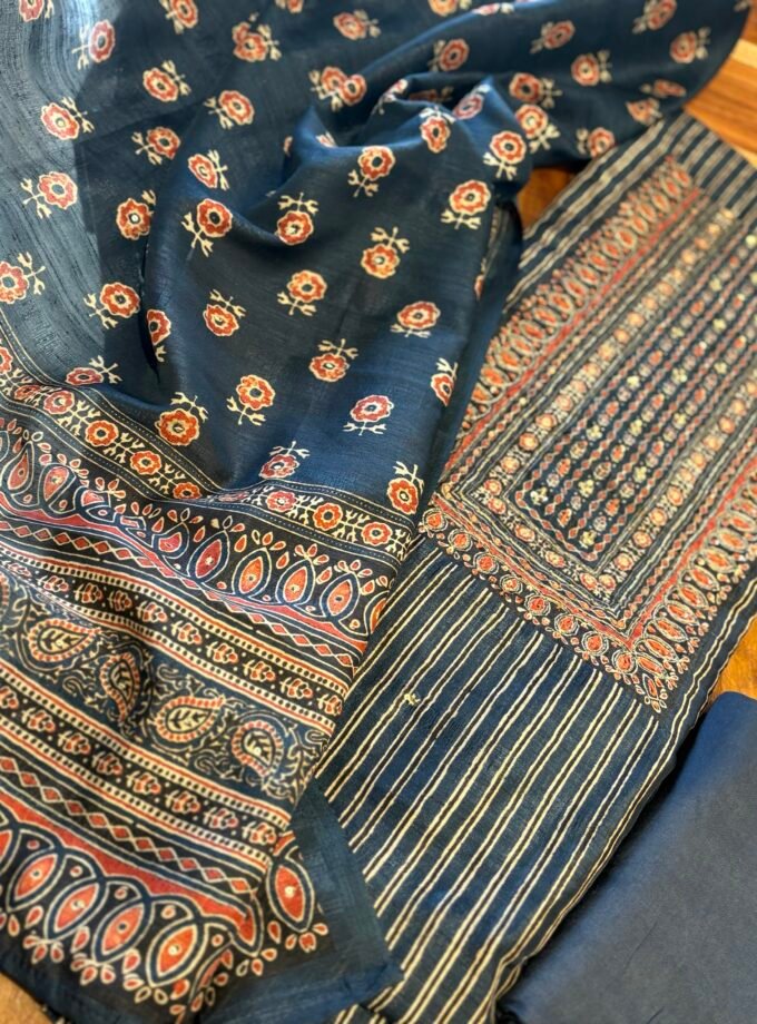 Handworked Tusser Silk Salwars by Ikhtirah (Blue)