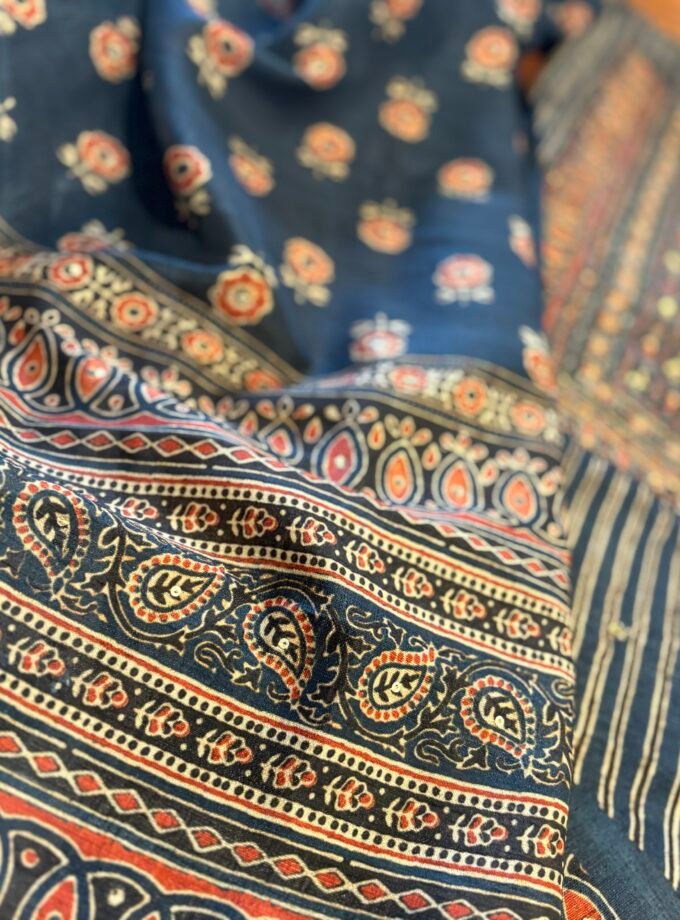 Handworked Tusser Silk Salwars by Ikhtirah (Blue)