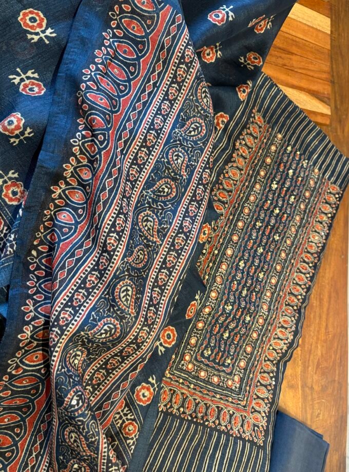 Handworked Tusser Silk Salwars by Ikhtirah (Blue)