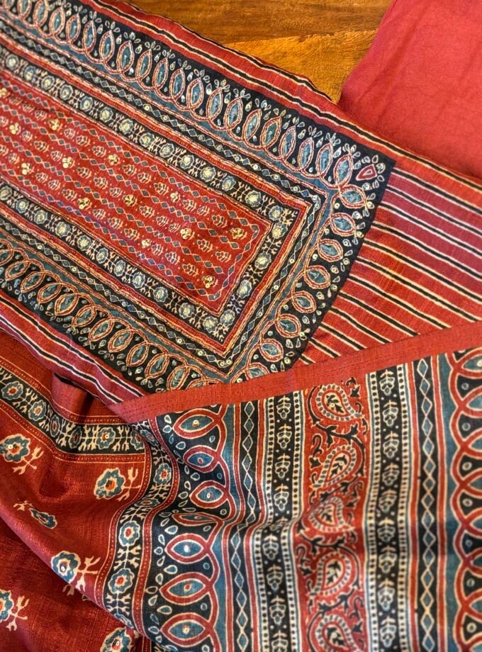 Handworked Tusser Silk Salwars by Ikhtirah (Red)