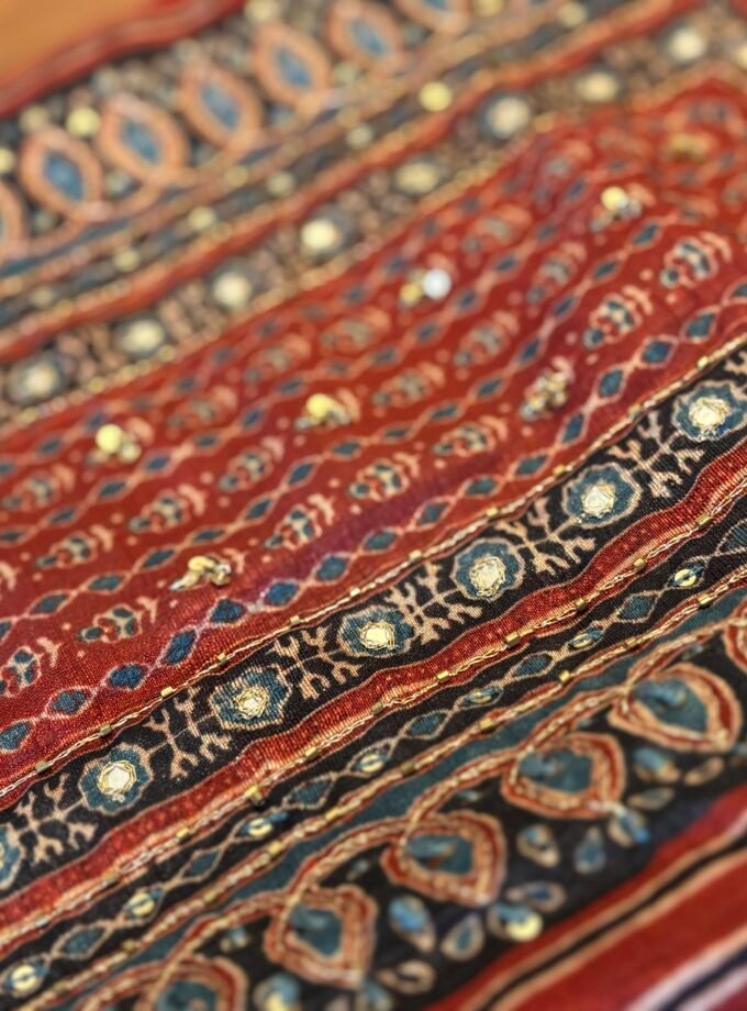 Handworked Tusser Silk Salwars by Ikhtirah (Red)