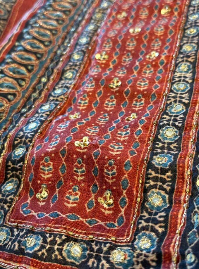 Handworked Tusser Silk Salwars by Ikhtirah (Red)