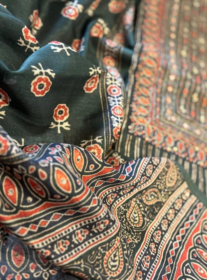 Handworked Tusser Silk Salwars by Ikhtirah (Green)