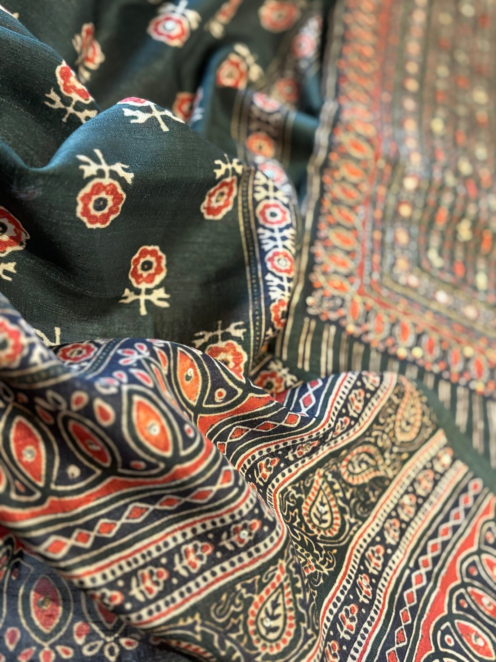 Handworked Tusser Silk Salwars by Ikhtirah (Green) - Image 3