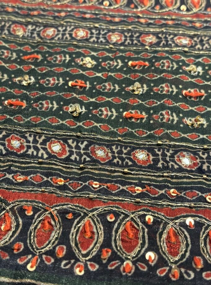 Handworked Tusser Silk Salwars by Ikhtirah (Green)