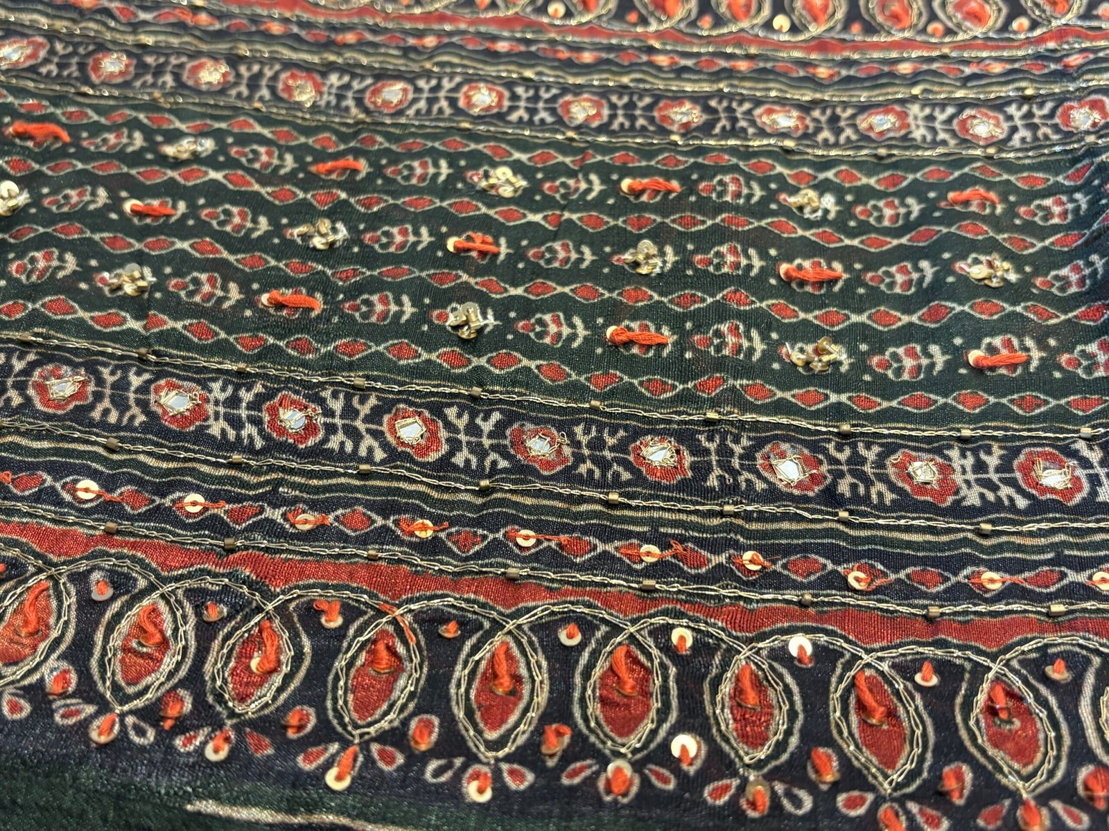 Handworked Tusser Silk Salwars by Ikhtirah (Green) - Image 6