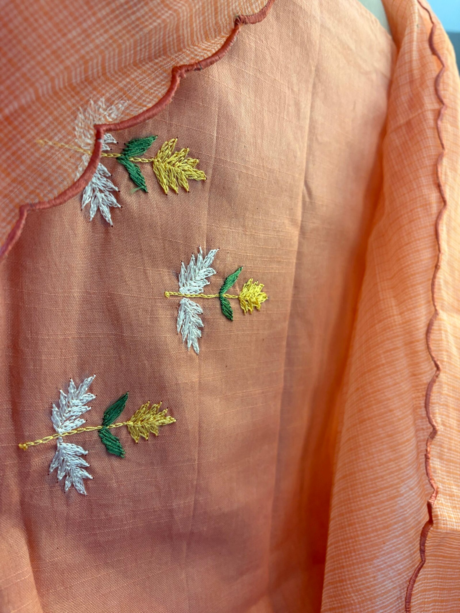 HandEmbroidered Pure Cotton Slub Salwar by Ikhtirah (Peach) - Image 5