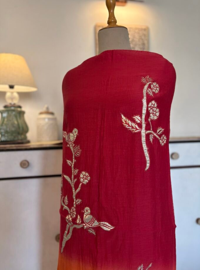 Applique worked Pure Chanderi Mul Salwars by Ikhtirah