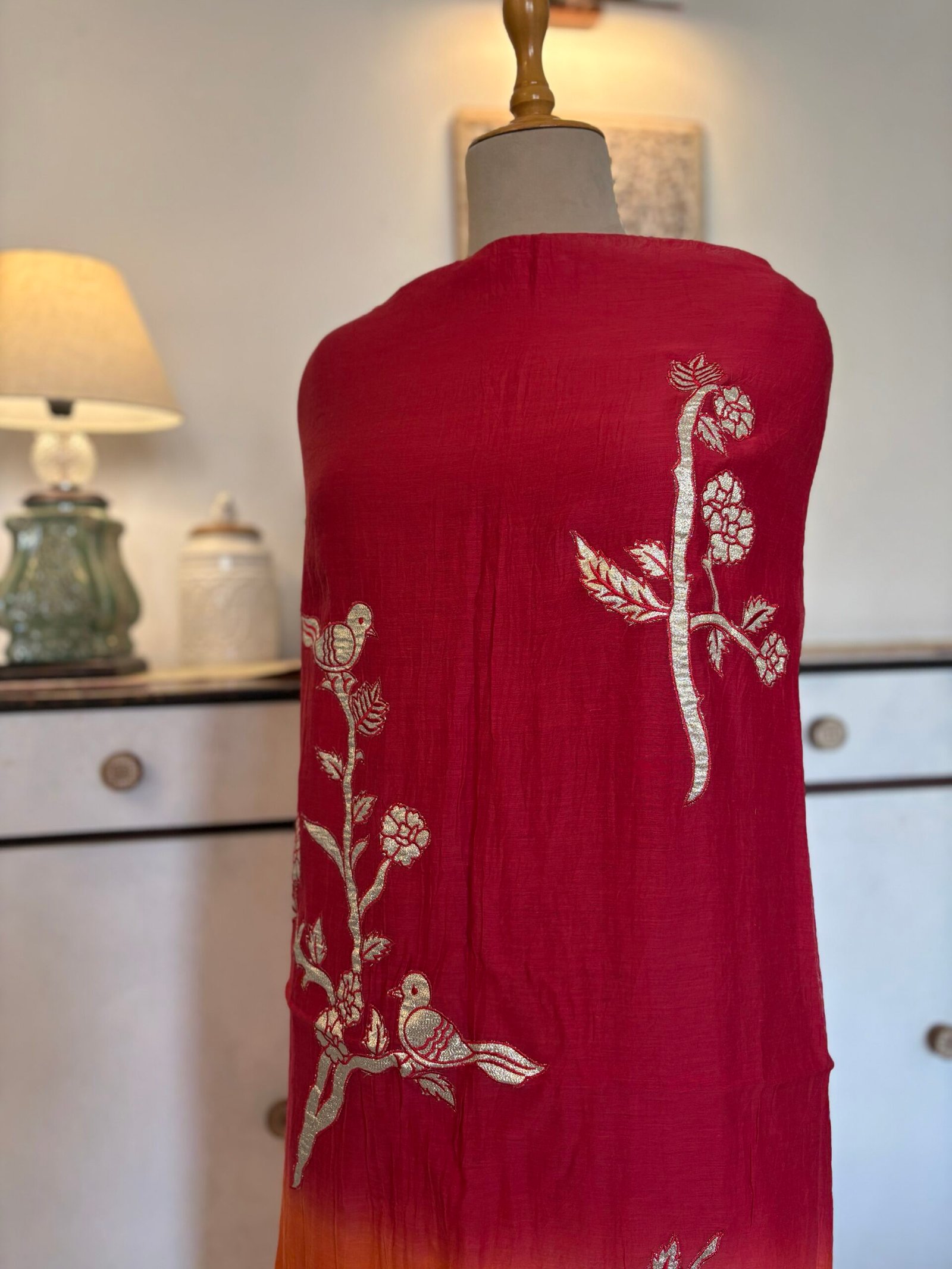 Applique worked Pure Chanderi Mul Salwars by Ikhtirah - Image 8