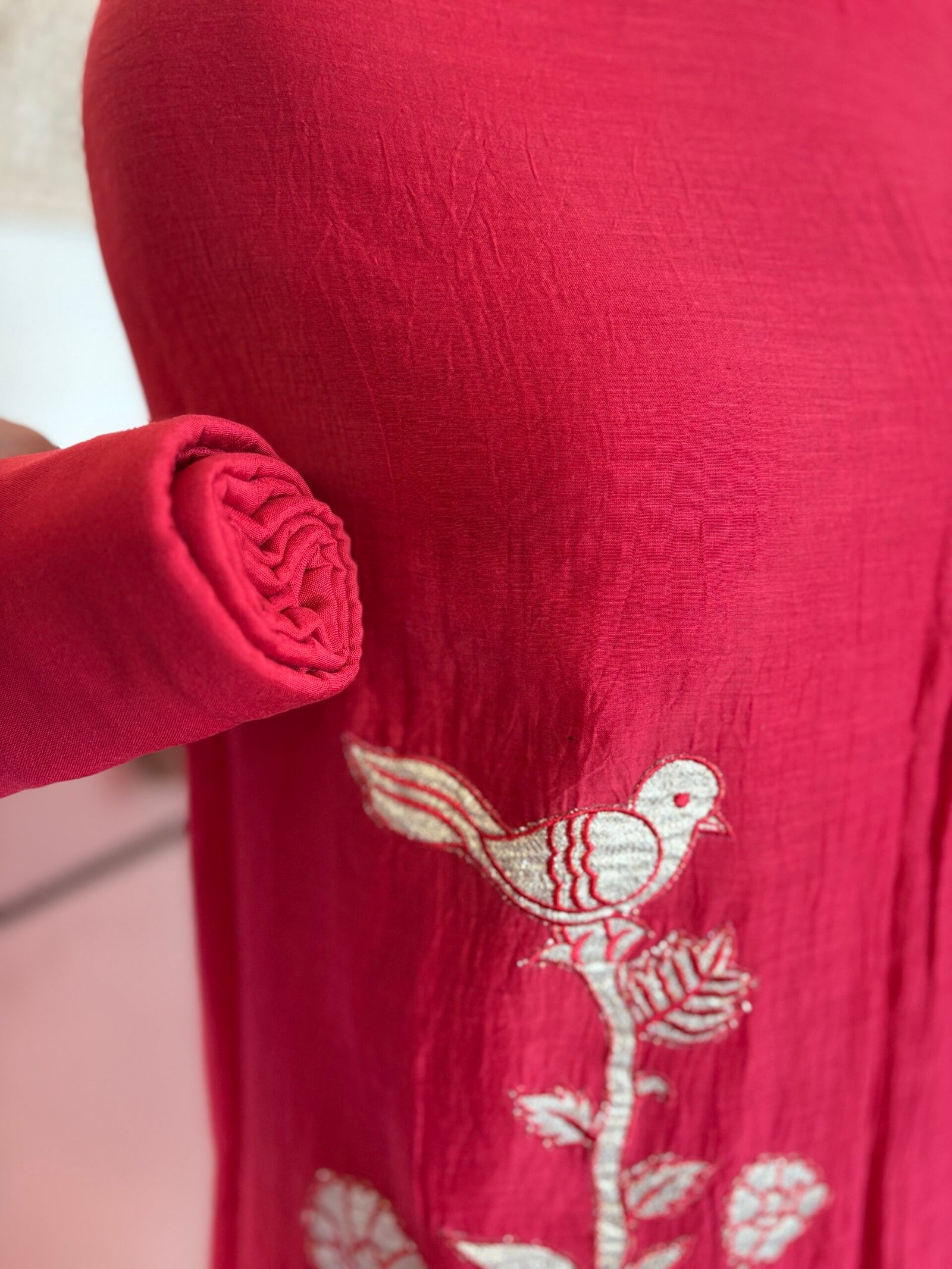 Applique worked Pure Chanderi Mul Salwars by Ikhtirah - Image 7