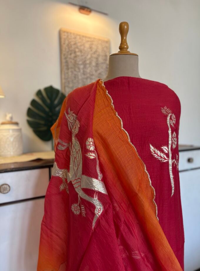 Applique worked Pure Chanderi Mul Salwars by Ikhtirah