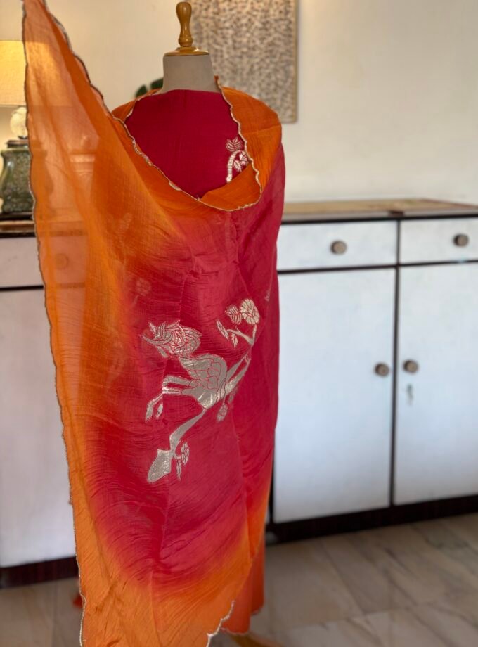 Applique worked Pure Chanderi Mul Salwars by Ikhtirah