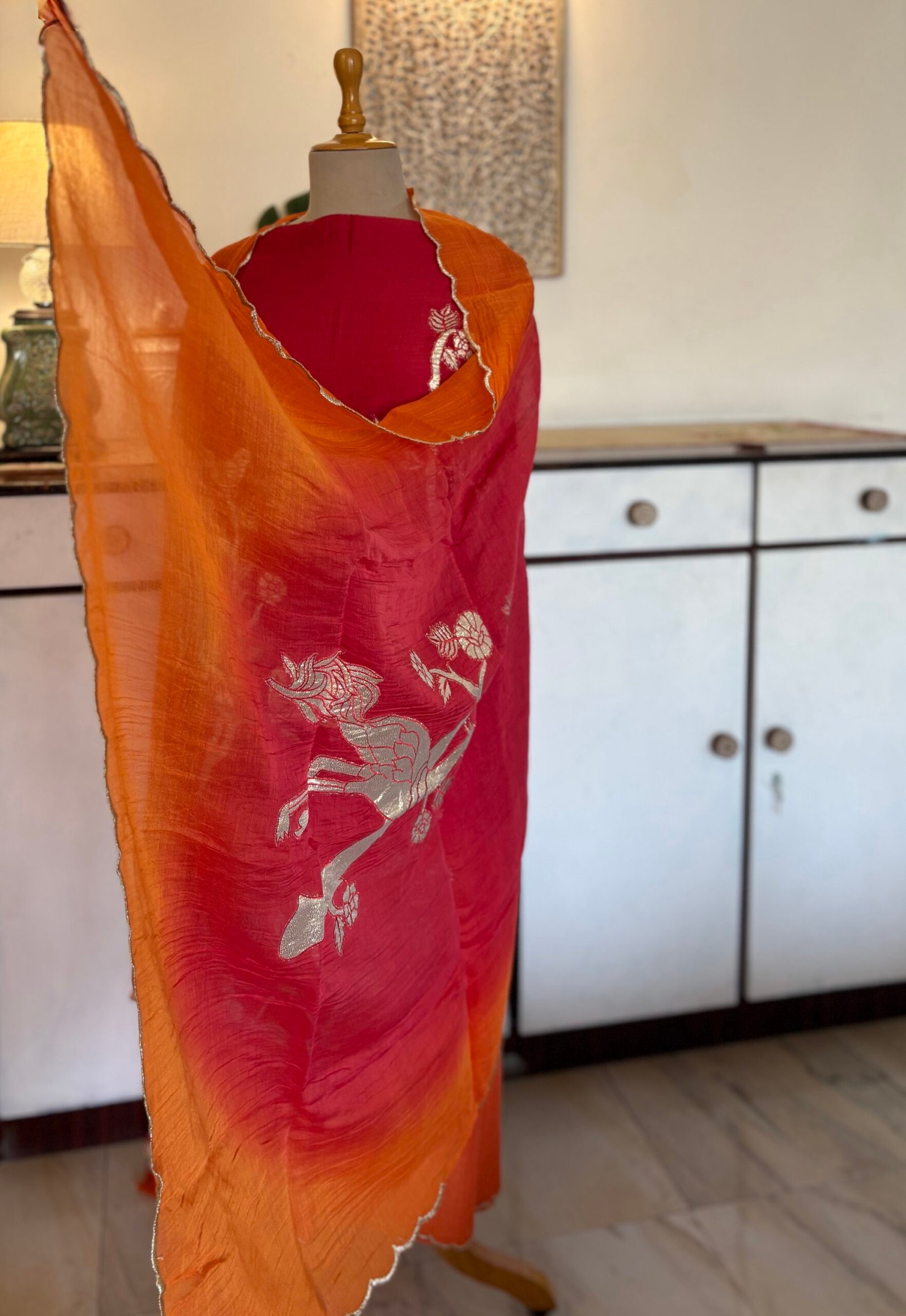 Applique worked Pure Chanderi Mul Salwars by Ikhtirah - Image 2