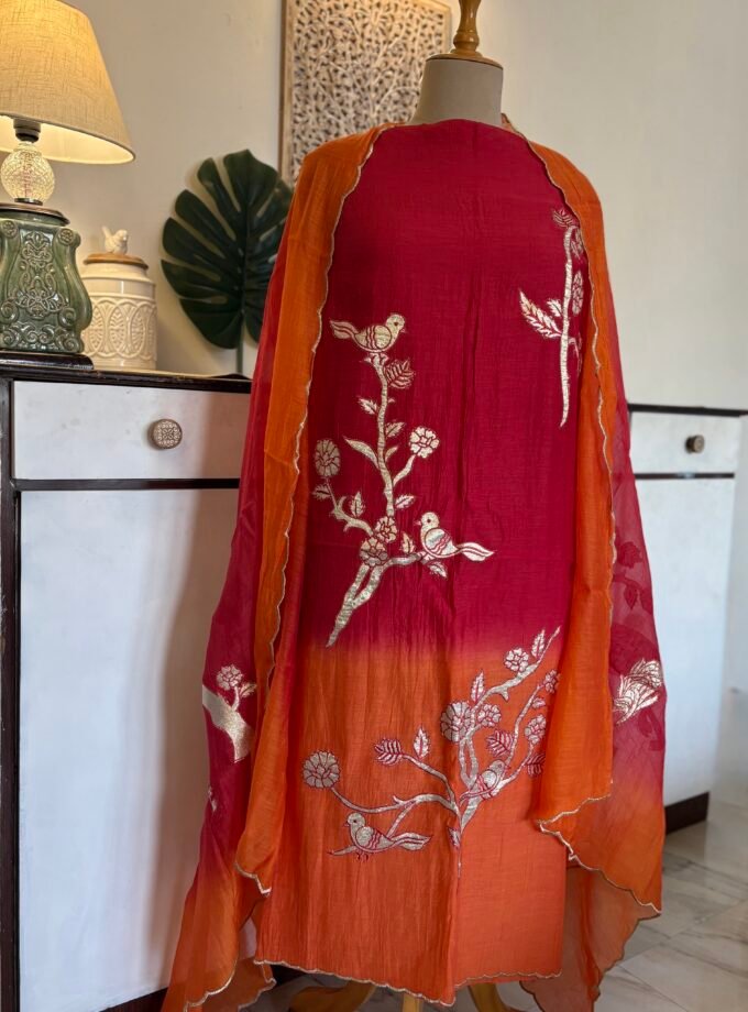 Applique worked Pure Chanderi Mul Salwars by Ikhtirah
