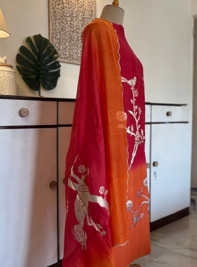 Applique worked Pure Chanderi Mul Salwars by Ikhtirah