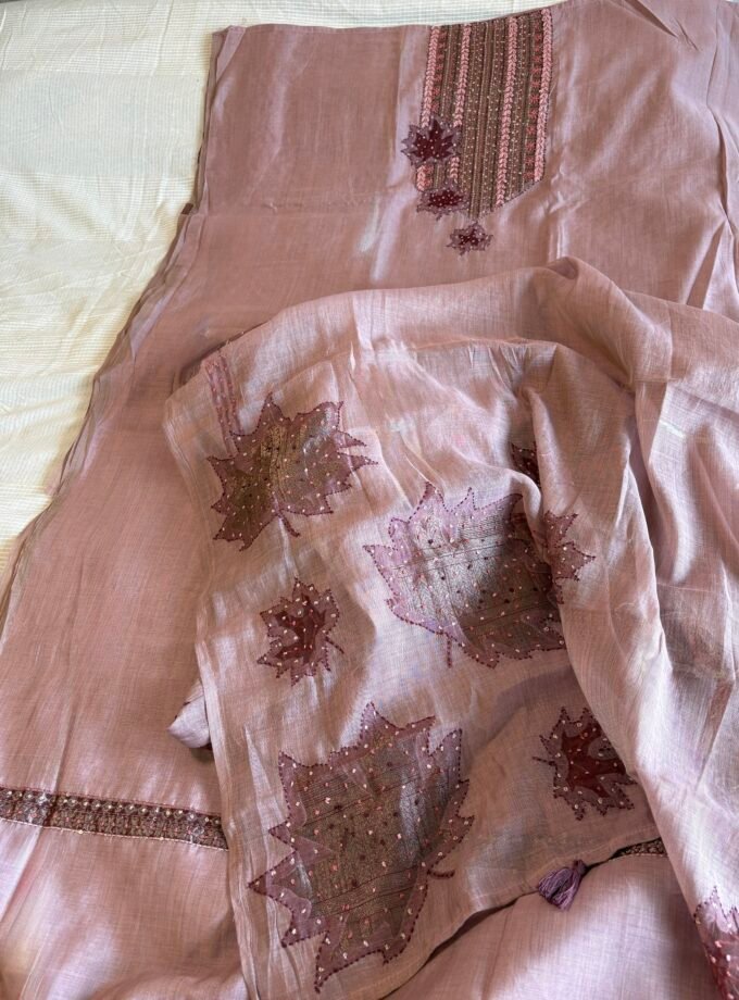 Handworked Chanderi Mul Salwars by Ikhtirah (Blush)