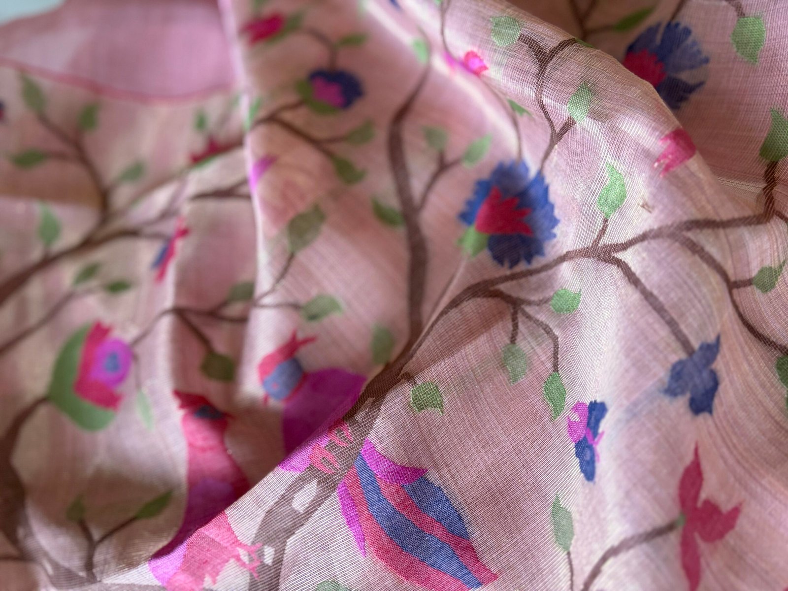 Embroidered Woven Soft Chanderi Cotton Jamdani Salwars by Ikhtirah - Image 6