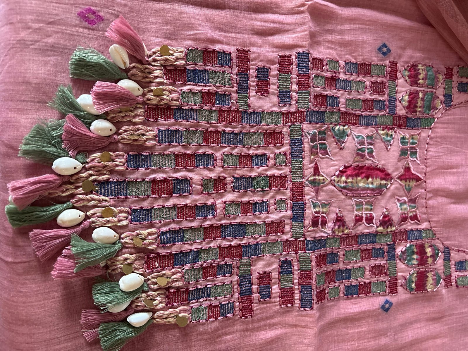 Embroidered Woven Soft Chanderi Cotton Jamdani Salwars by Ikhtirah - Image 9