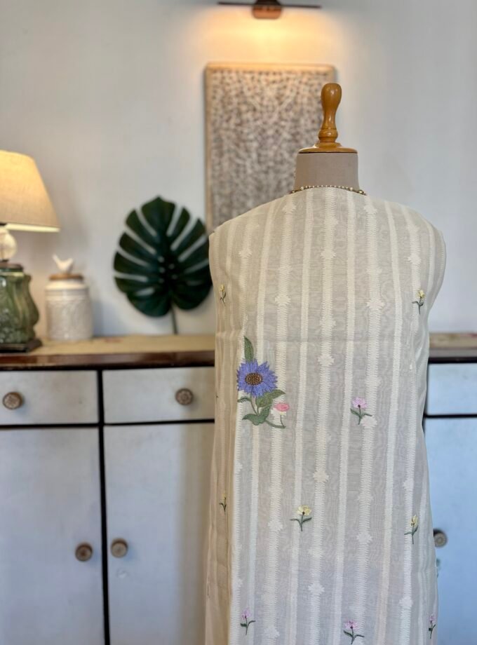 Embroidered Floral Pure Cotton Mul Salwar by Ikhtirah