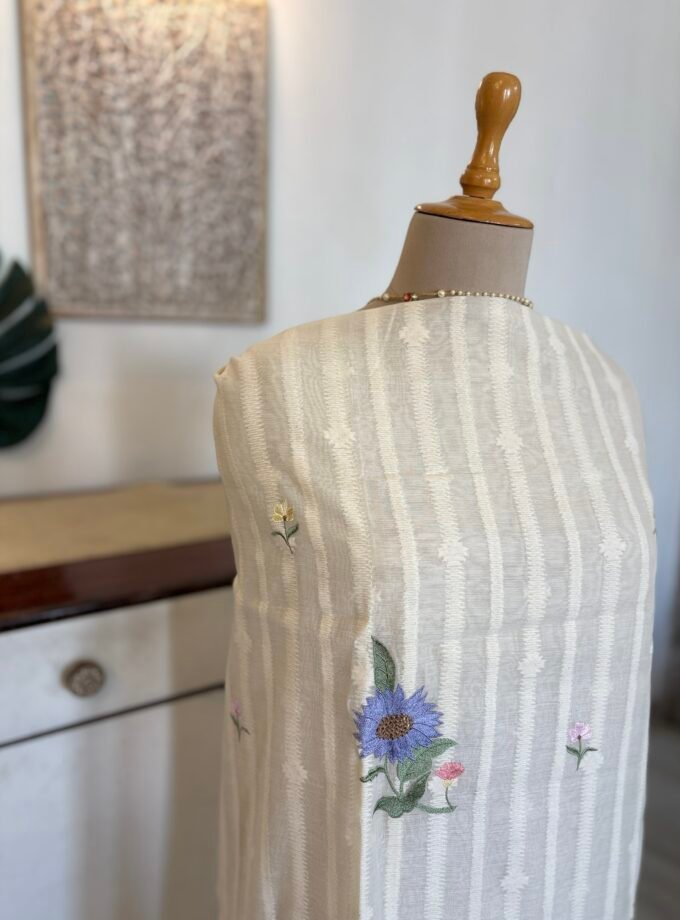 Embroidered Floral Pure Cotton Mul Salwar by Ikhtirah