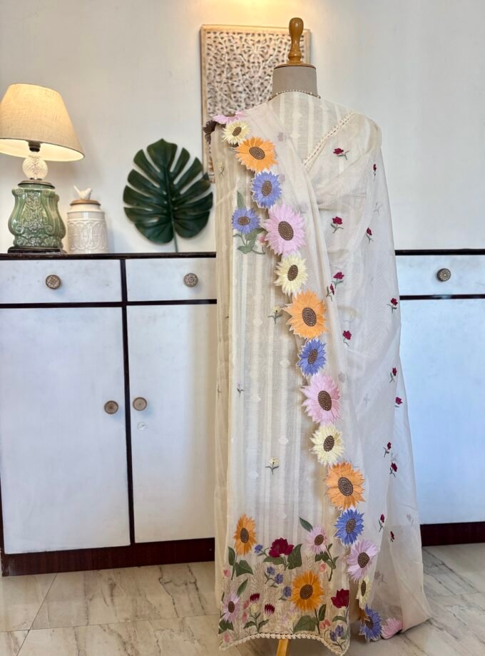 Embroidered Floral Pure Cotton Mul Salwar by Ikhtirah